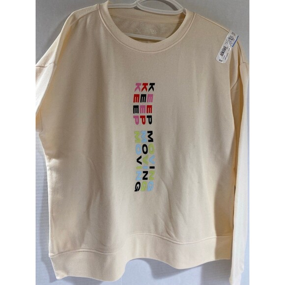 Xersion 3XL off white sweatshirt cotton blend New With Tags Keep Moving Graphics - Picture 12 of 12